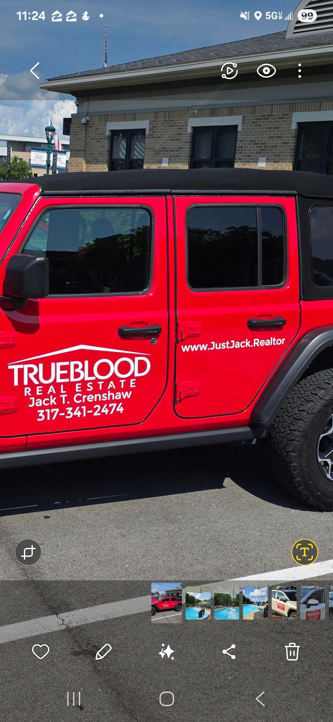 Red Jeep with 