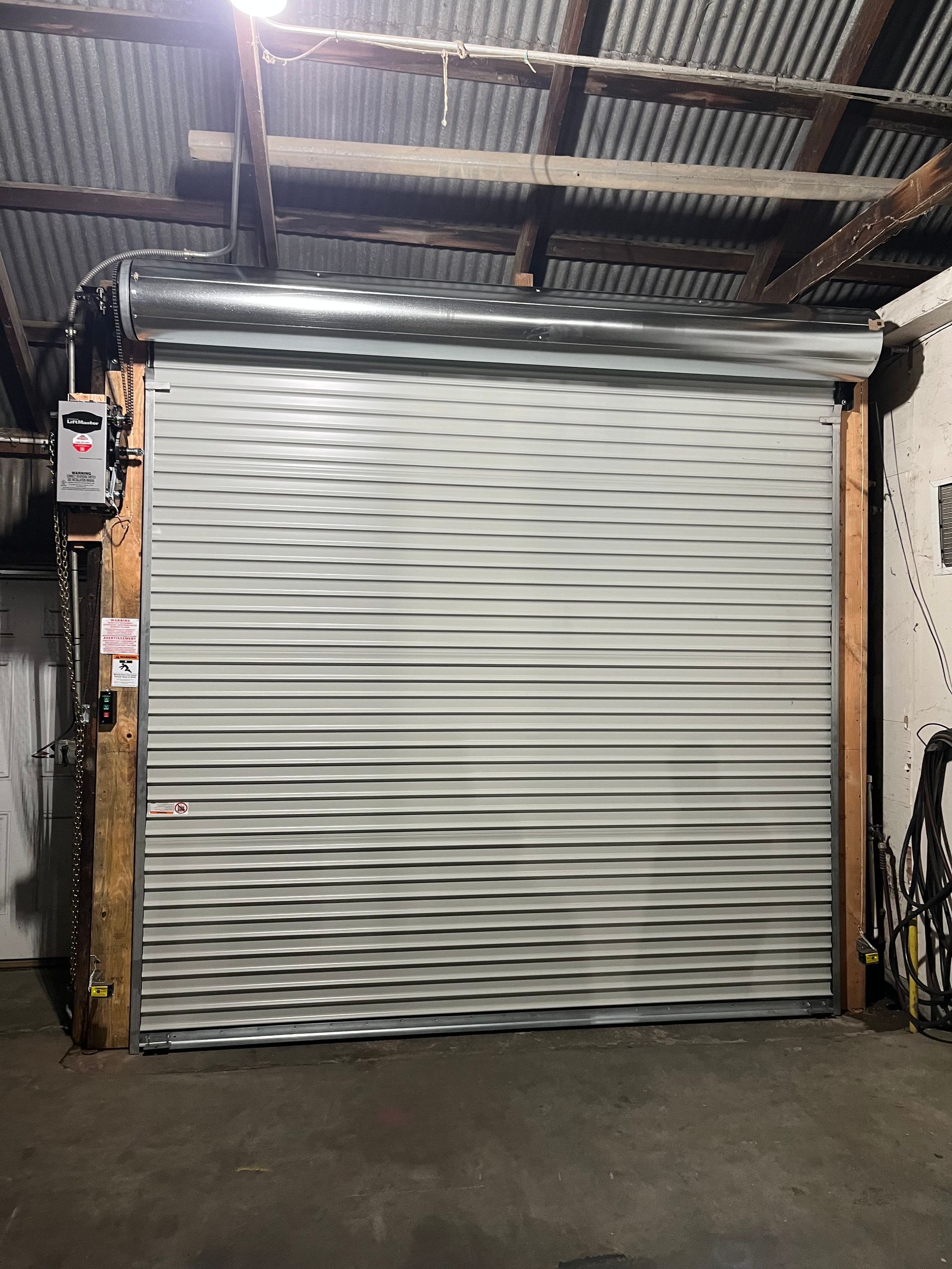 Metal roll up garage door installation