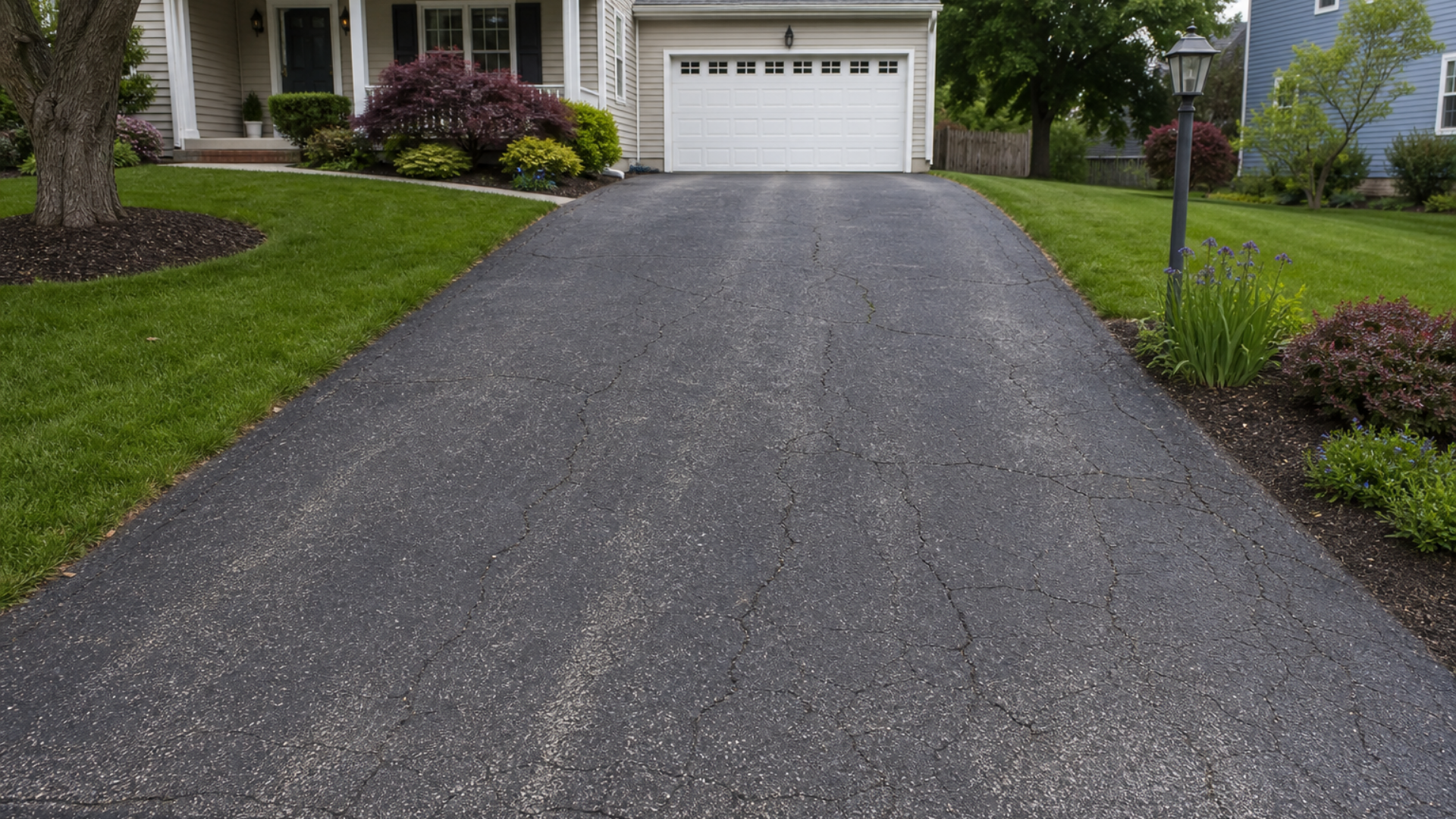 driveway resurfacing mistakes on cracked asphalt driveway