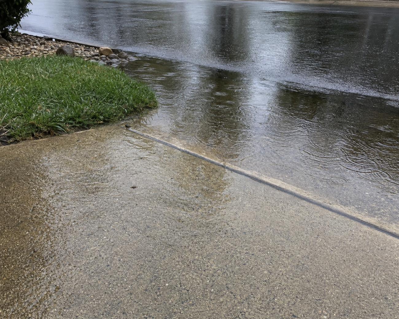 driveway drainage problem causing asphalt damage
