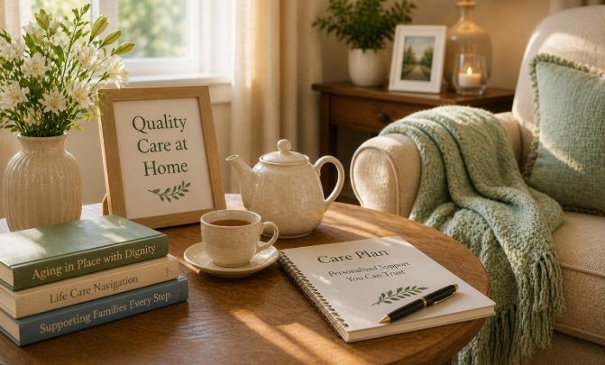 care plan notebook, and warm decor, representing funeral homes Attleboro, MA