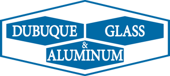 Dubuque Glass & Aluminum blue-and-white company logo in a hexagonal outline