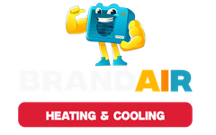 A logo for a company called brandair heating and cooling