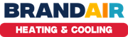 A logo for brandair heating and cooling is shown on a white background.