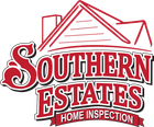 The logo for southern estates home inspection is red and white