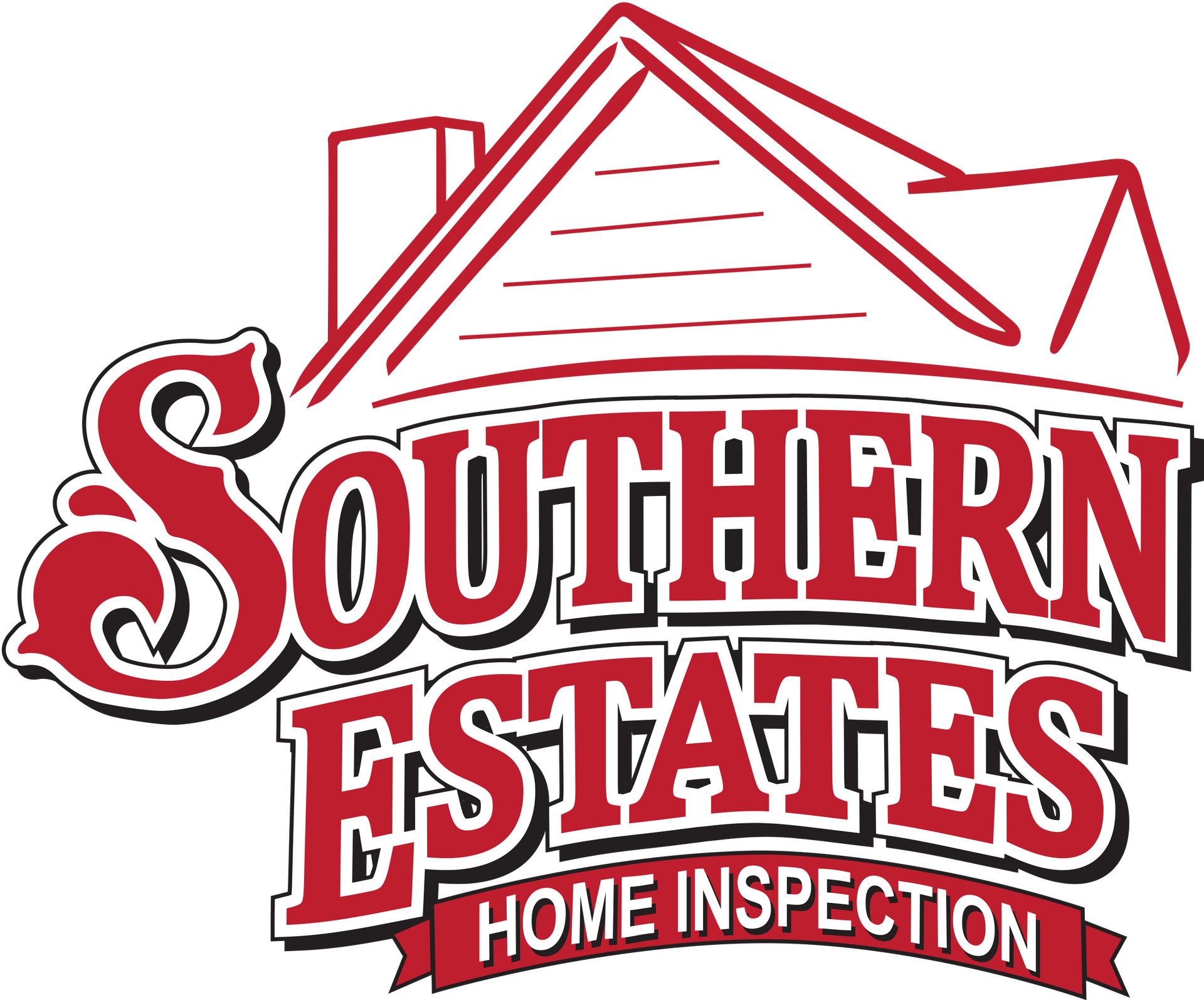 The logo for southern estates home inspection is red and white