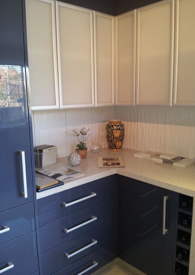 White Cabinets, Refrigerator, Cooker Hood, Microwave In Kitchen Room — Custom Kitchen Cabinets in Nambucca Heads, NSW