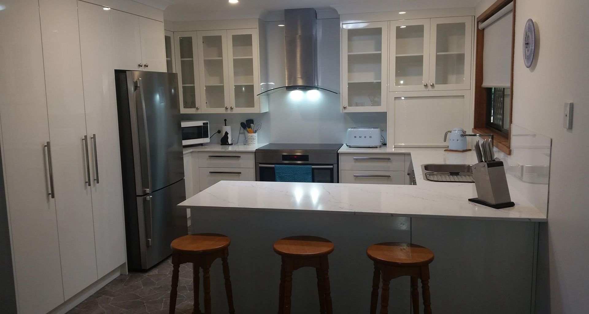White And Black Cabinets — Custom Kitchen Cabinets in Nambucca Heads, NSW