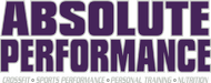 Purple &ldquo;Absolute Performance&rdquo; logo with small tagline for sports performance, personal training, and athletics