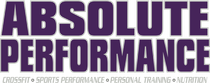 Purple “Absolute Performance” logo with small tagline for sports performance, personal training, and athletics