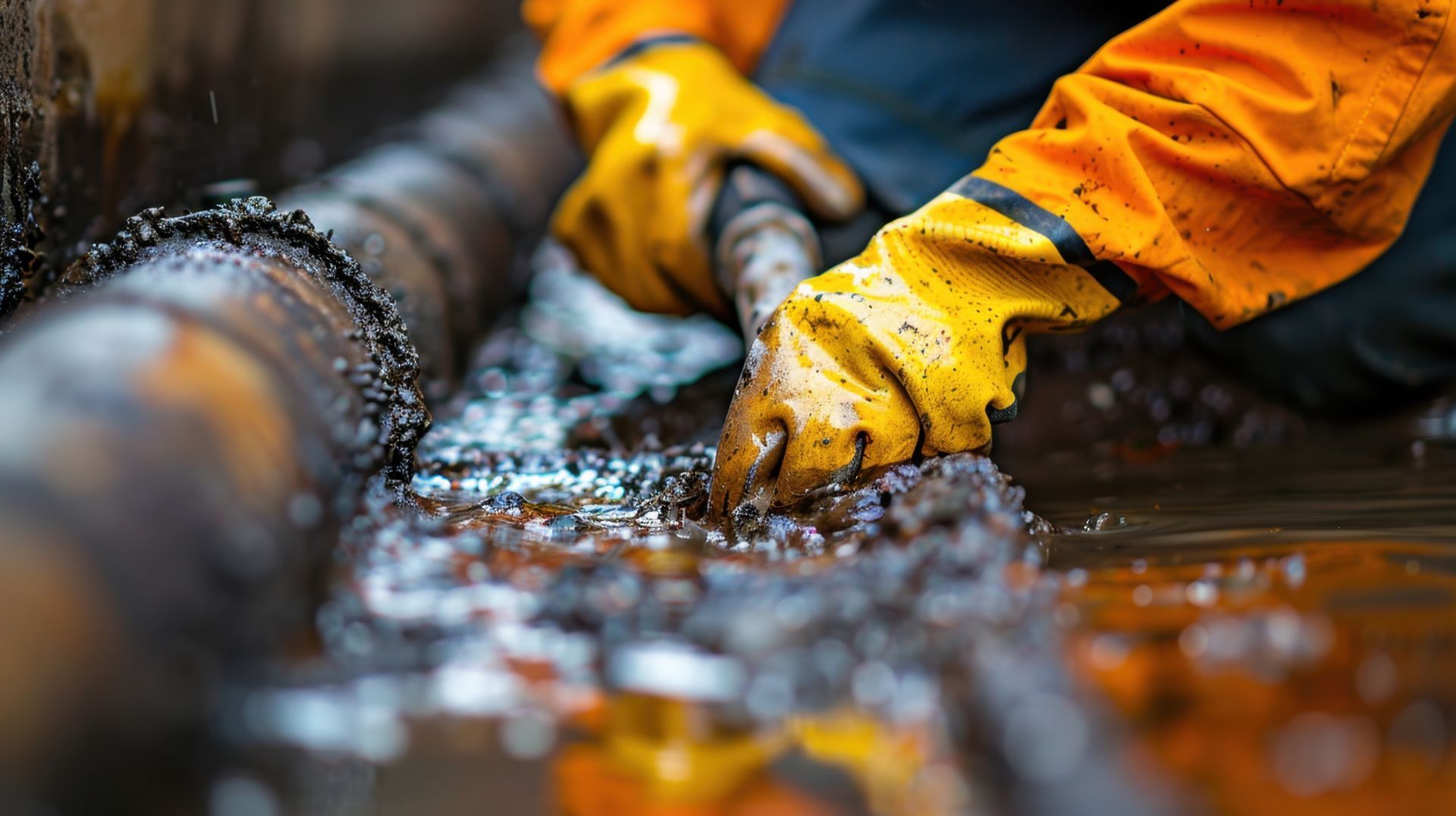 technician performing commercial septic pumping