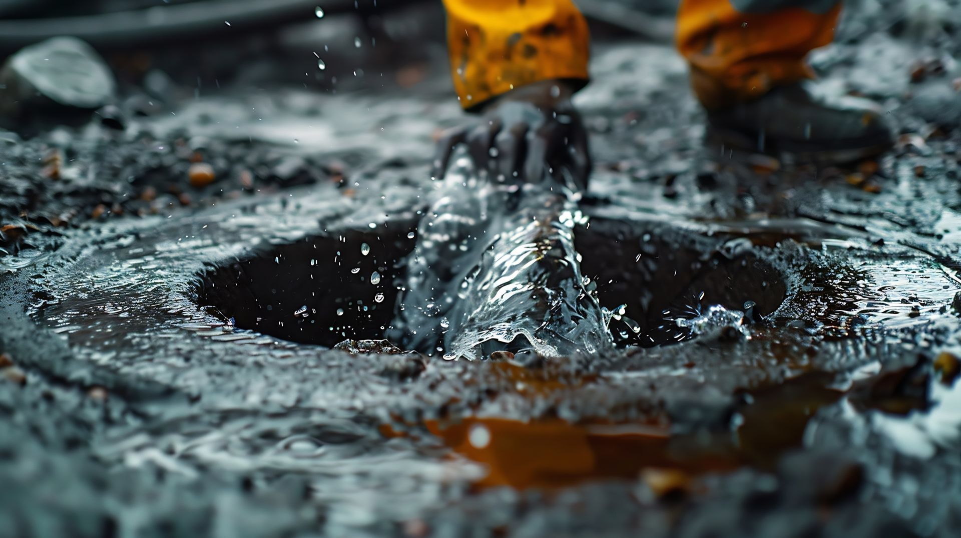 Technician pumping a residential septic tank