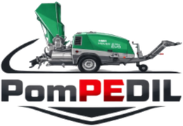 Logo PomPEDIL con cippatrice verde su sfondo bianco.