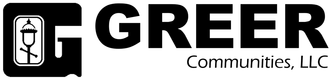 A black and white logo for greer communities llc