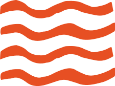 Four orange wavy horizontal lines on a white background