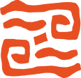 Abstract orange maze-like pattern on a white background