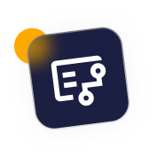 White square with a checkmark and orange notification badge.