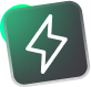 Green gradient square with a white lightning bolt icon.