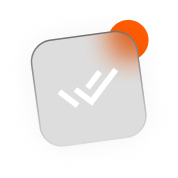 White square with a checkmark and orange notification badge.