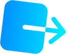 Blue square with an arrow exiting to the right.