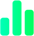 Bar graph with three columns, left to right: short, tall, medium, all shades of green.