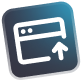 Web browser window with upward arrow icon.