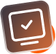 Brown square with white warning triangle and exclamation point.