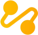 Yellow abstract design: two circles connected by a curved line.