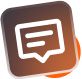 Chat icon in a gradient orange and brown square.