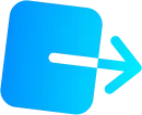 Blue square with an arrow exiting to the right.