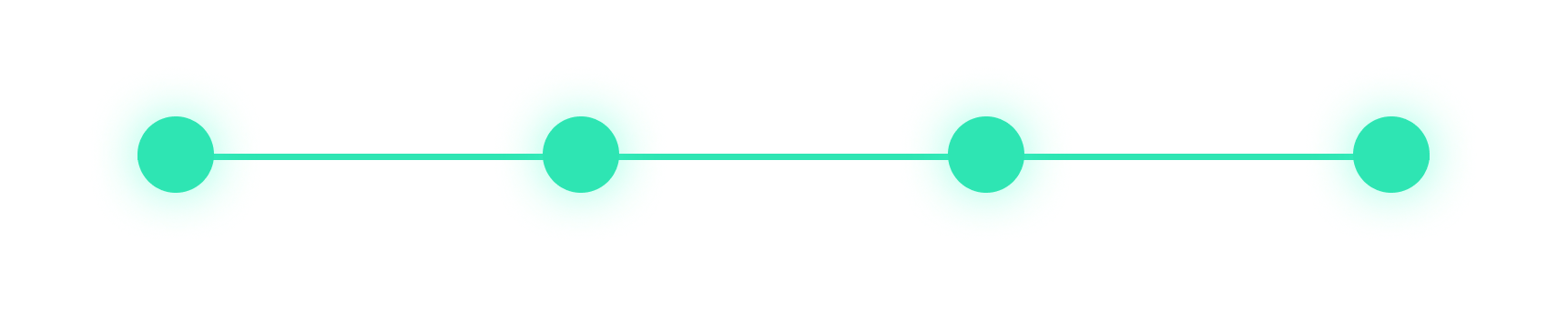 Four green glowing circles connected by lines.