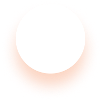 White circle with a blurred orange glow beneath it.