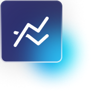 White stylized zig-zag line on a blue and white square, suggesting a data trend or graph.