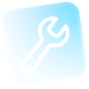 White wrench icon inside a light blue square.