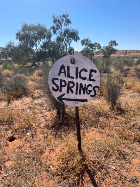 Hand painted sign that says Alice Springs — Alice Springs Electrical Services In Araluen, NT