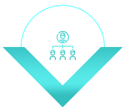 A blue arrow with a circle in the middle of it