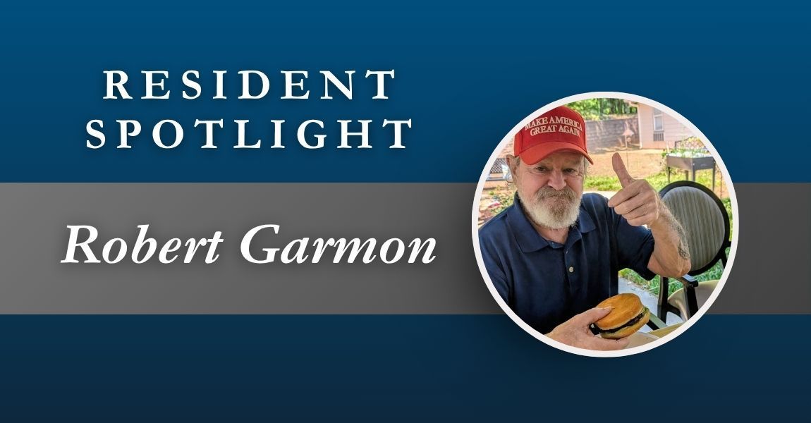 Resident Spotlight banner with Robert Garmon and a circular portrait beside him