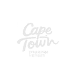 A white logo for cape town tourism member on a white background.