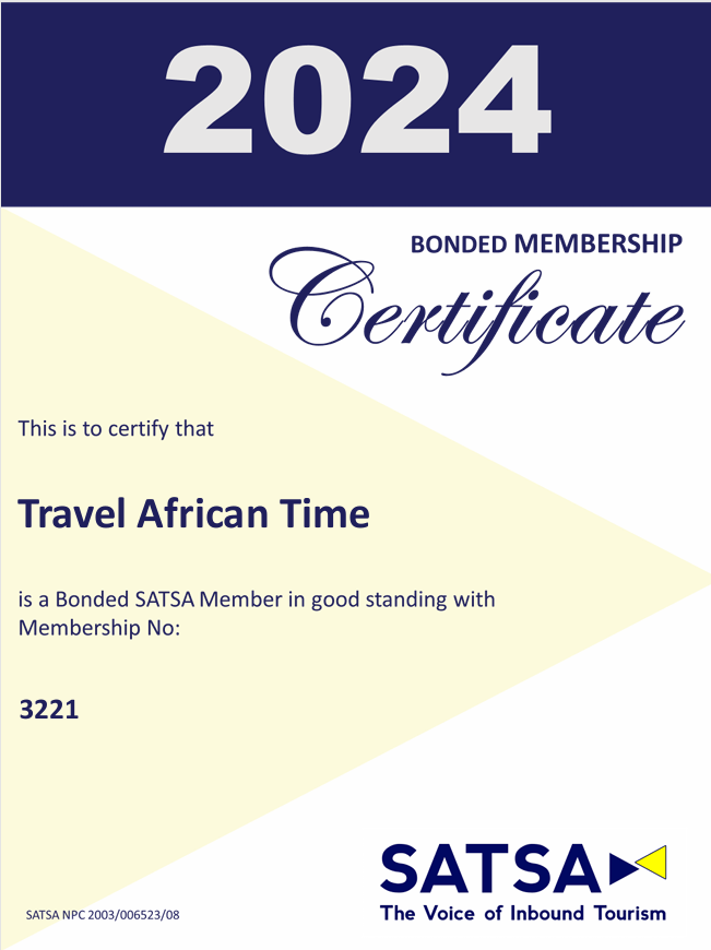 A 2024 bonded membership certificate for travel african time