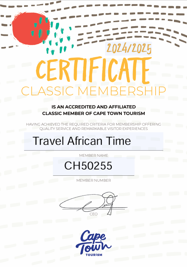 A certificate for travel african time is a classic membership.