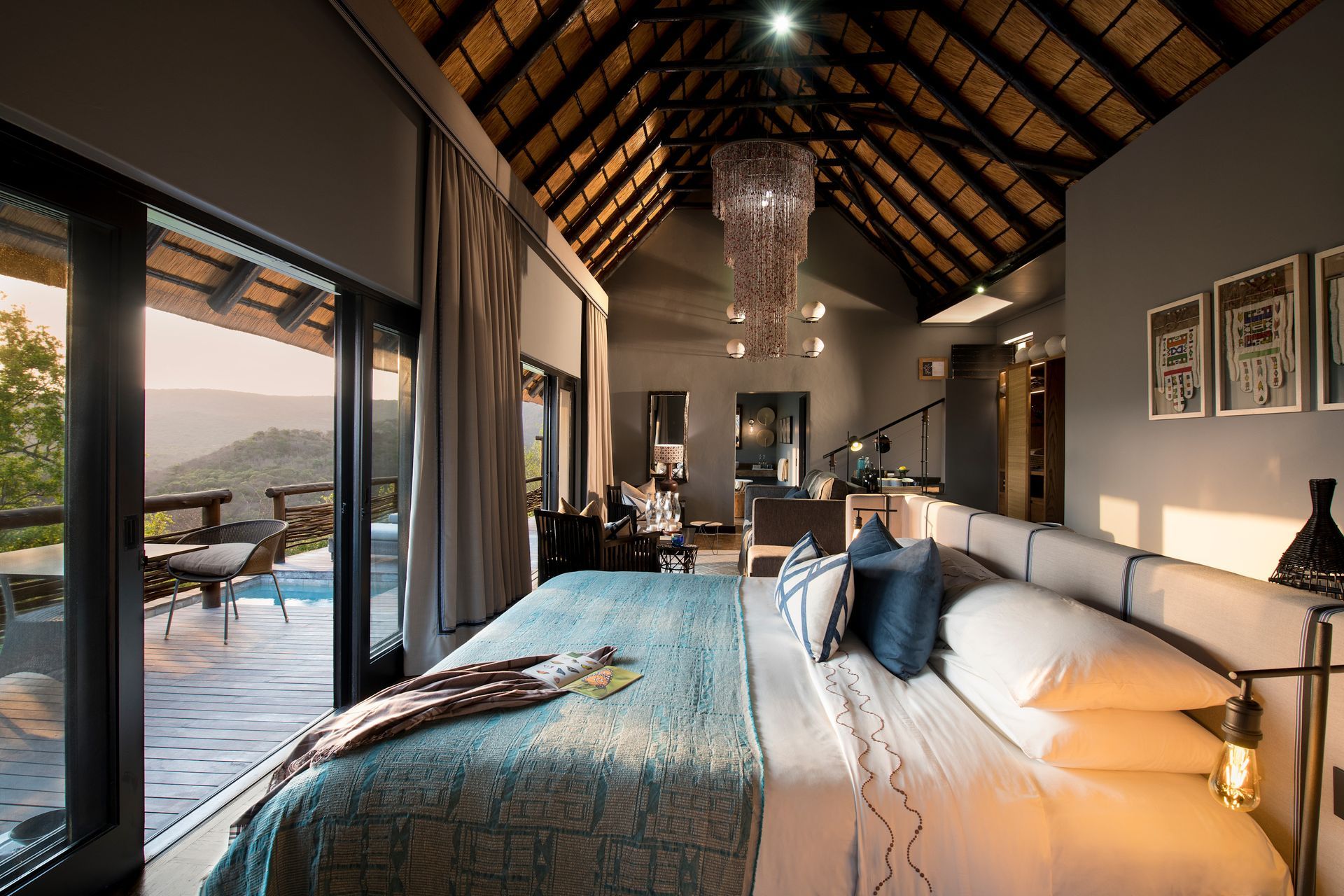There is a large bed in the middle of the room.