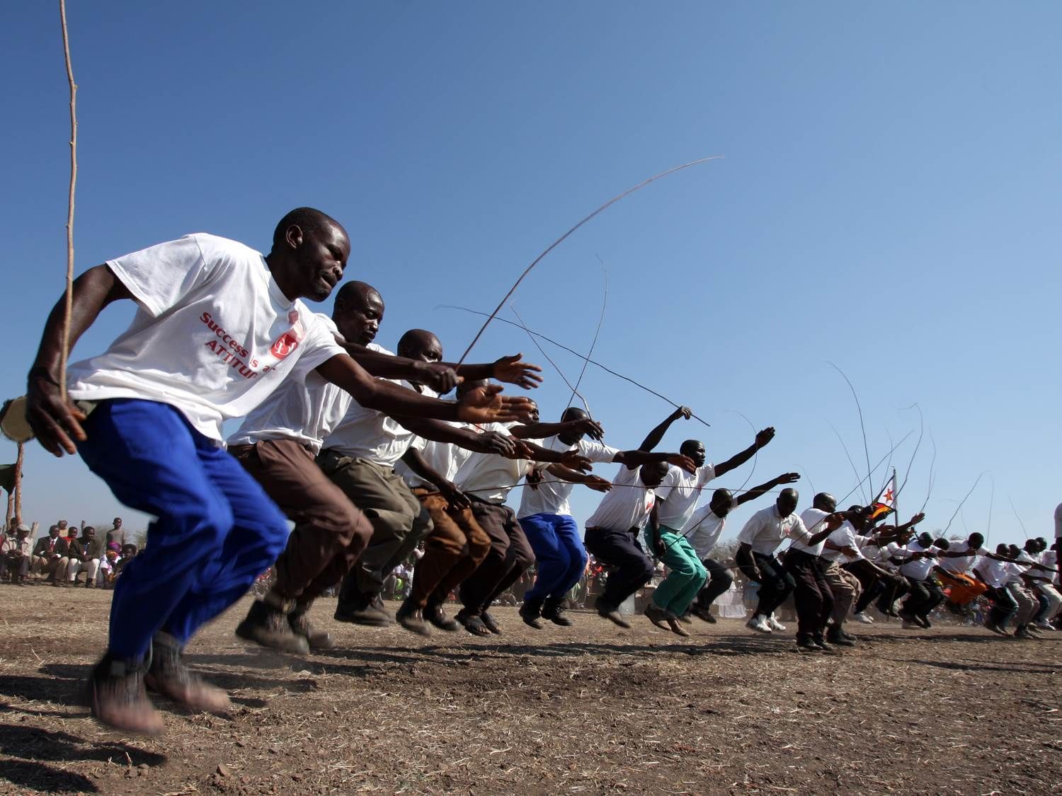 A group of people are jumping rope in a line