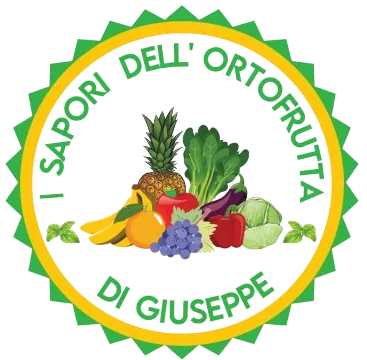Circular fruit and vegetable logo reading “I SAPORI DELL' ORTOFRUTTA DI GIUSEPPE” with assorted produce in the center