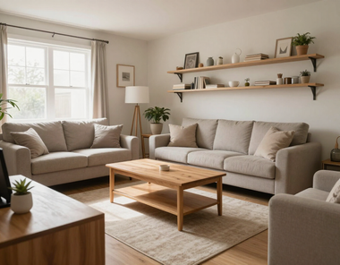 Clean living room ready for recurring maid service
