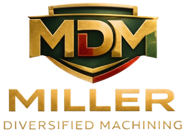 Logo for Miller Diversified Machining Inc., featuring the letters MDM in black and green, with the company name below.