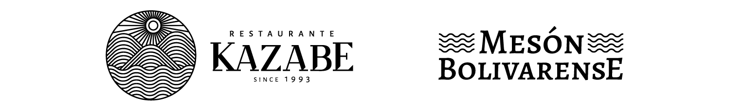 Logotipos de Kazabe y Mesón Bolivarense en negro sobre fondo blanco.