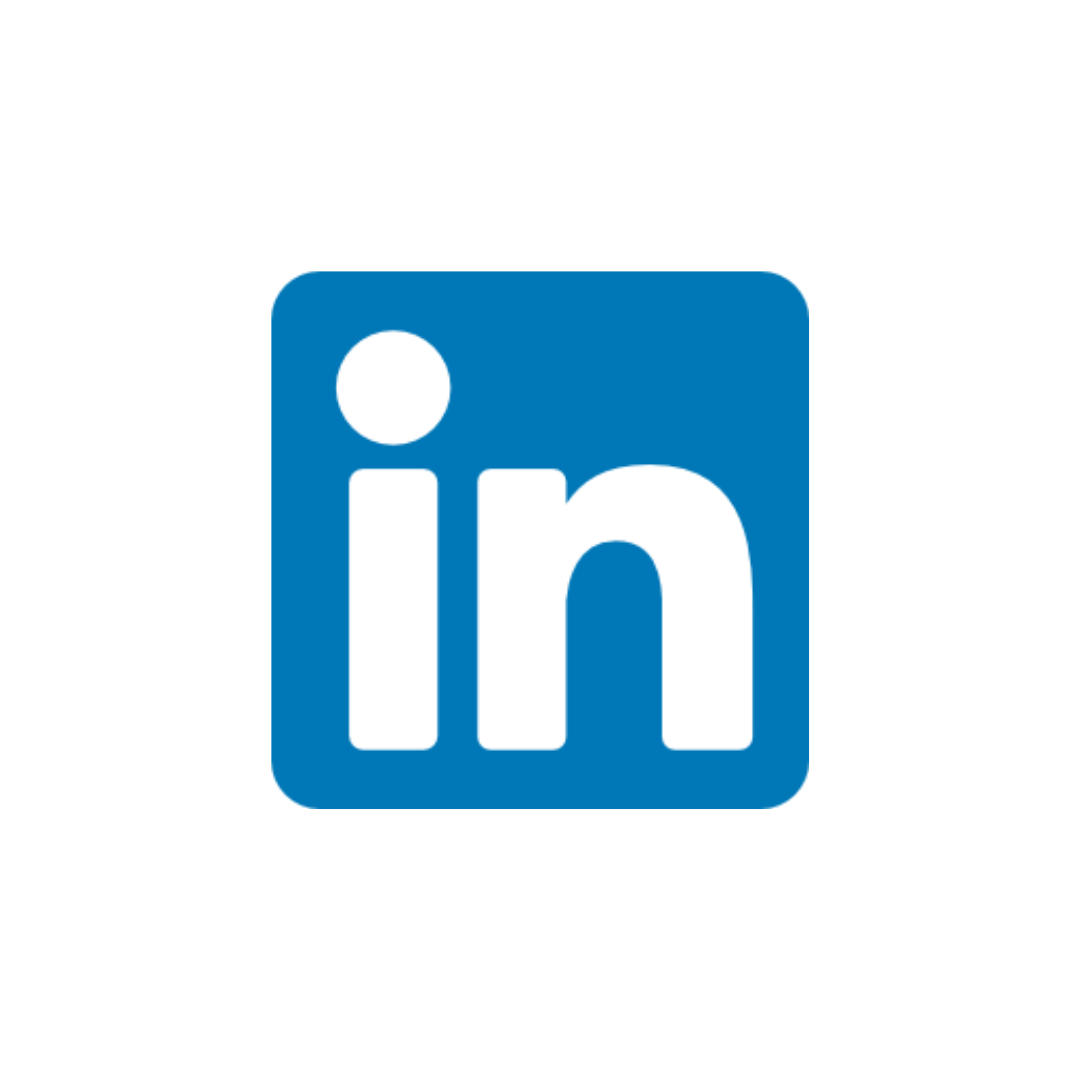 A blue and white linkedin logo on a white background