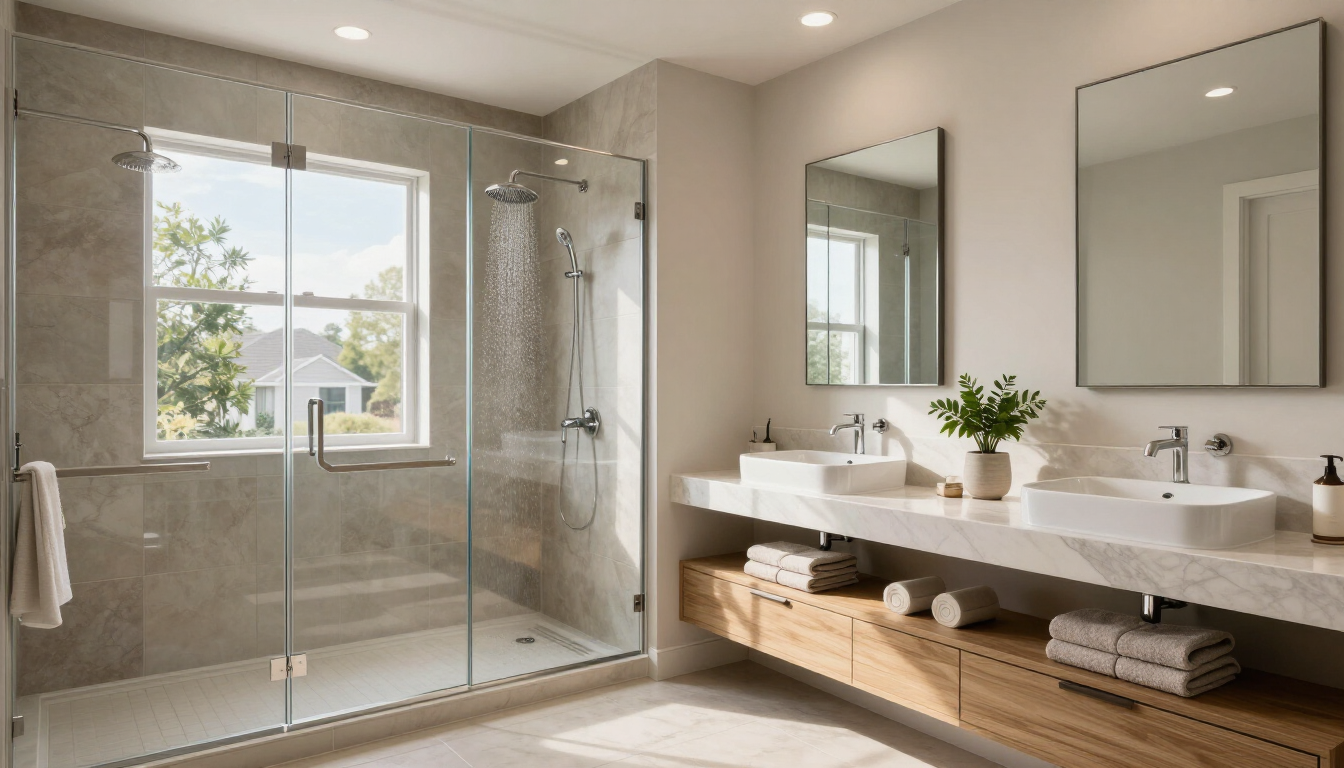 A stunning modern bathroom renovation in Waldorf, Maryland.