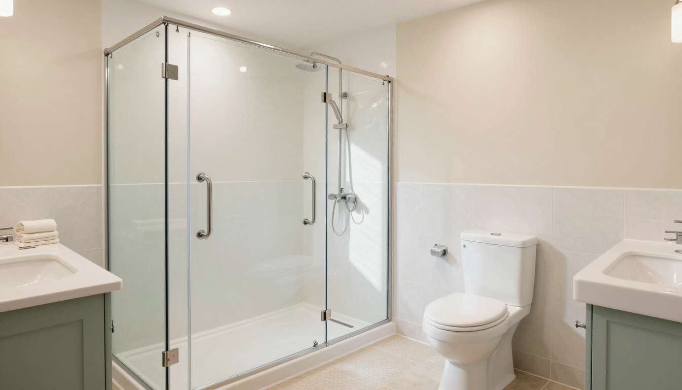 Accessible bathroom remodel for seniors in Southern MD featuring grab bars and walk-in shower.