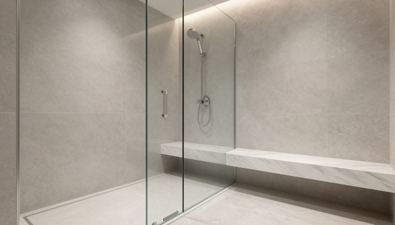 Walk-in shower with bench